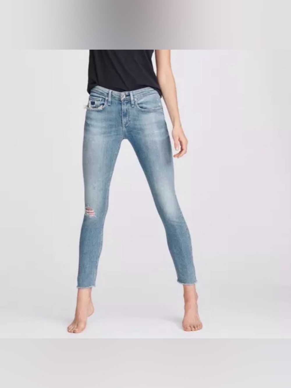 cate mid rise skinny rag and bone Classic Blue Distressed Size 27 Distressed